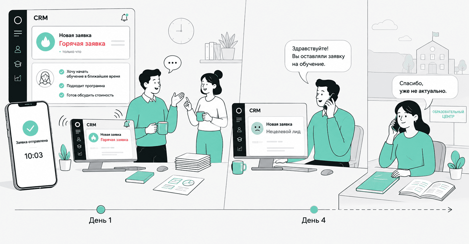 Скорость обработки заявок учебного центра